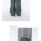 Unisex Grey Frayed Straight Leg Pants