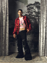 Lace-Up Metal Buckle Pants