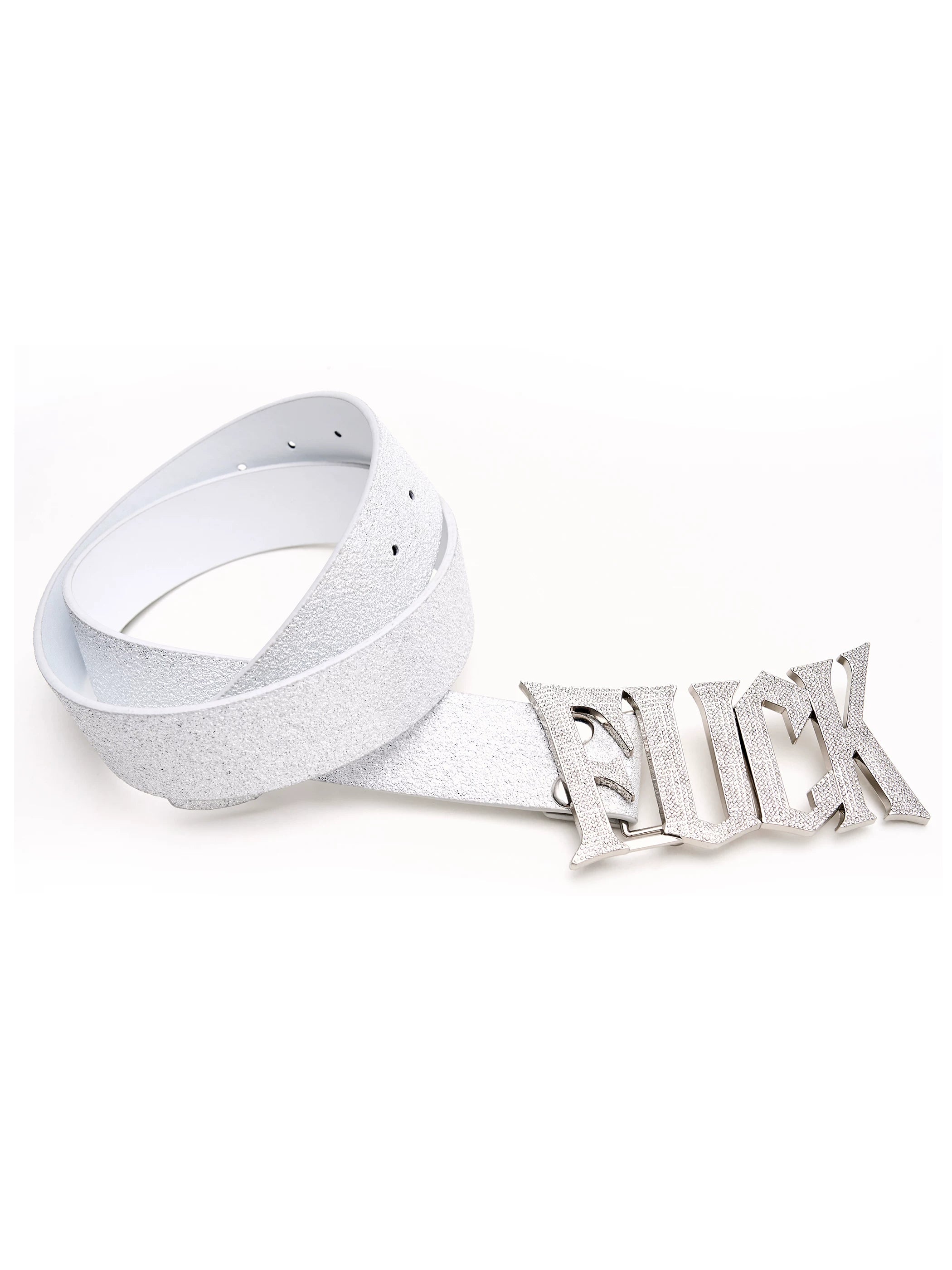 Diamond Encrusted Silver Leather Belt