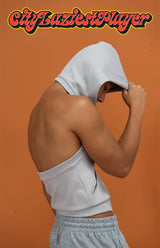Sage Green Backless Hooded Zip Vest