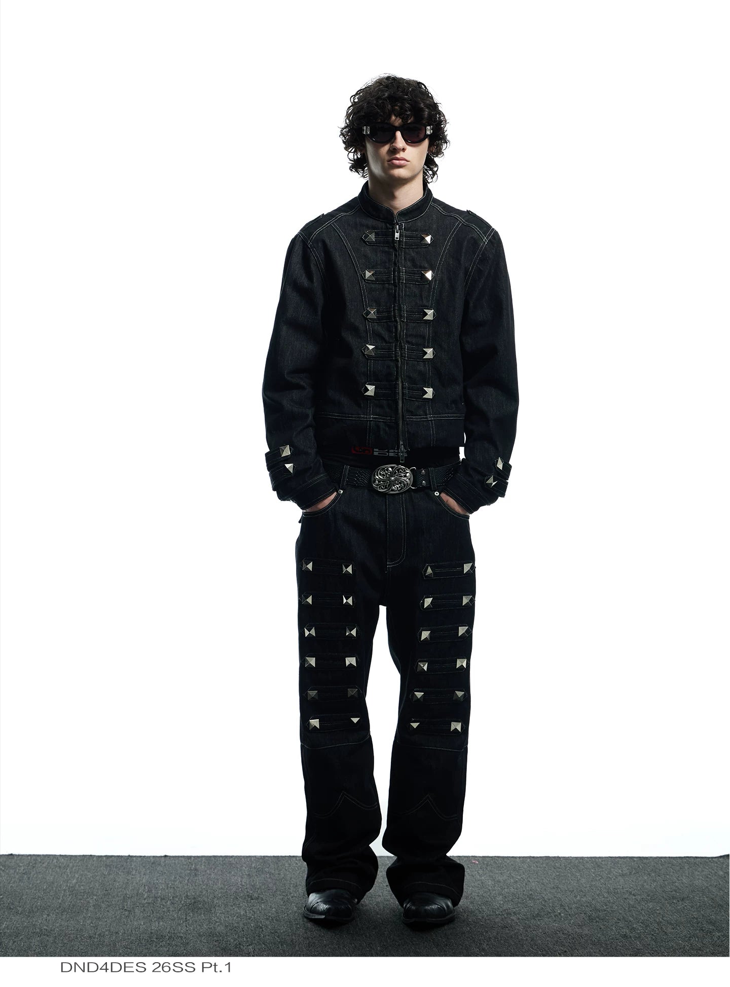 Punk Raw Denim Straight Flare Jeans
