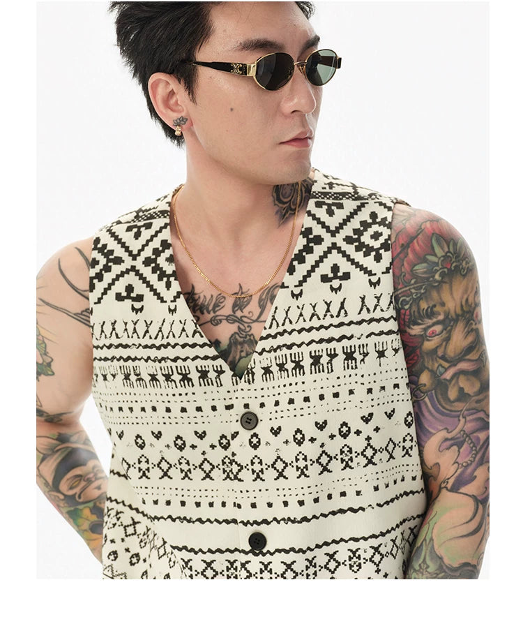 Fair Isle Skeleton Print Vest