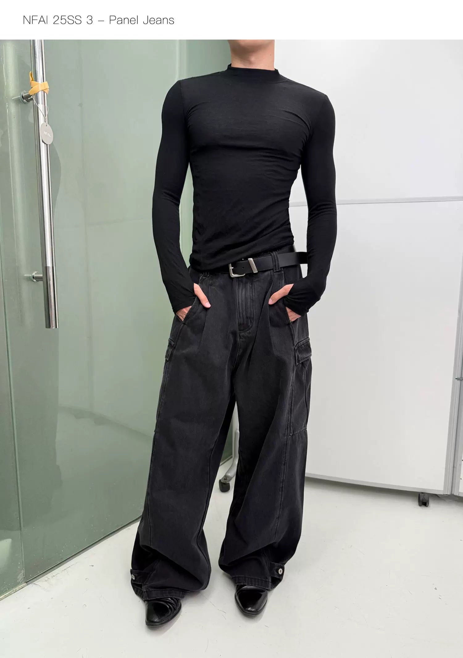 Three-Piece Raw Hem Curved Jeans