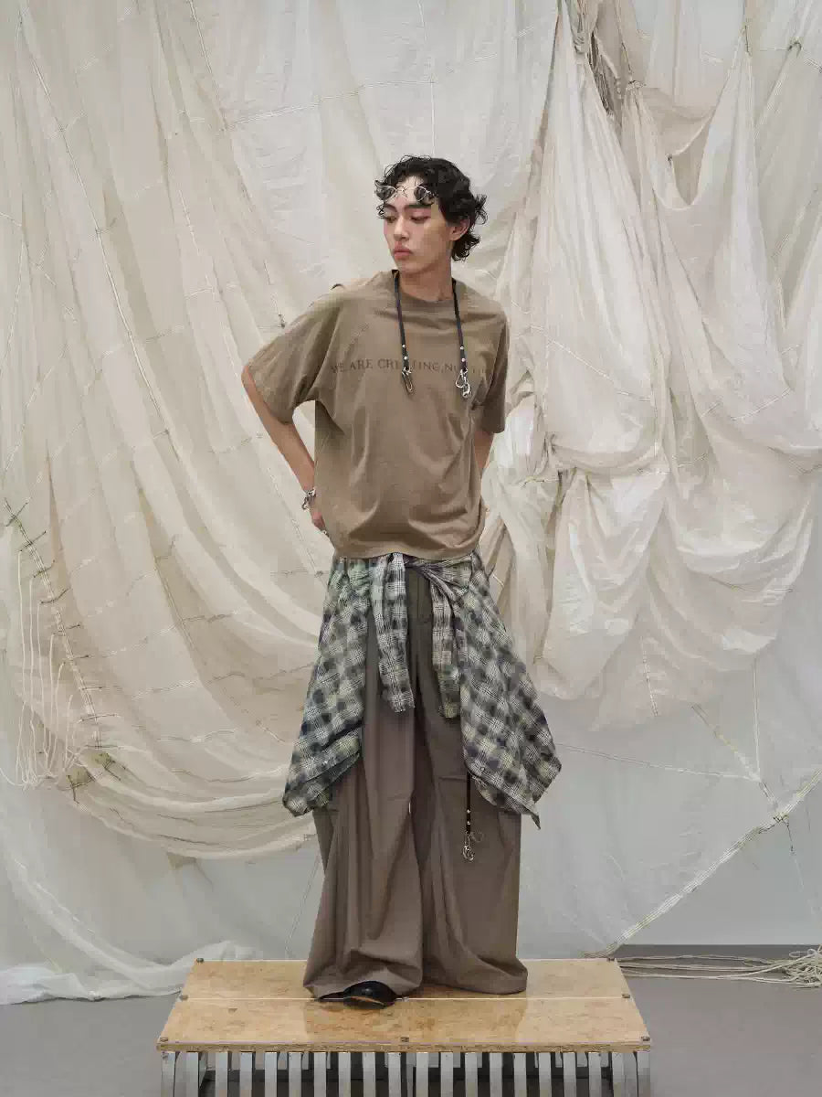 Loose Draped Pleated Curved Trousers