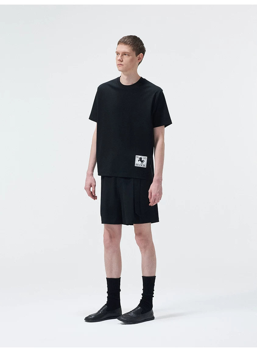 Triacetate Blend Belted Pleated Suit Shorts