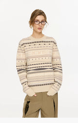 Fair Isle Milk Cotton Knit Sweater
