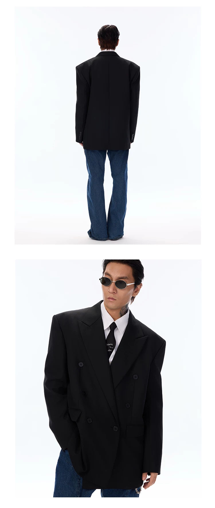 Classic Vintage Oversized Double-breasted Wool Blazer