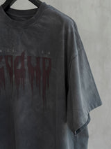 Loose Washed Dark Gray Printed Tee