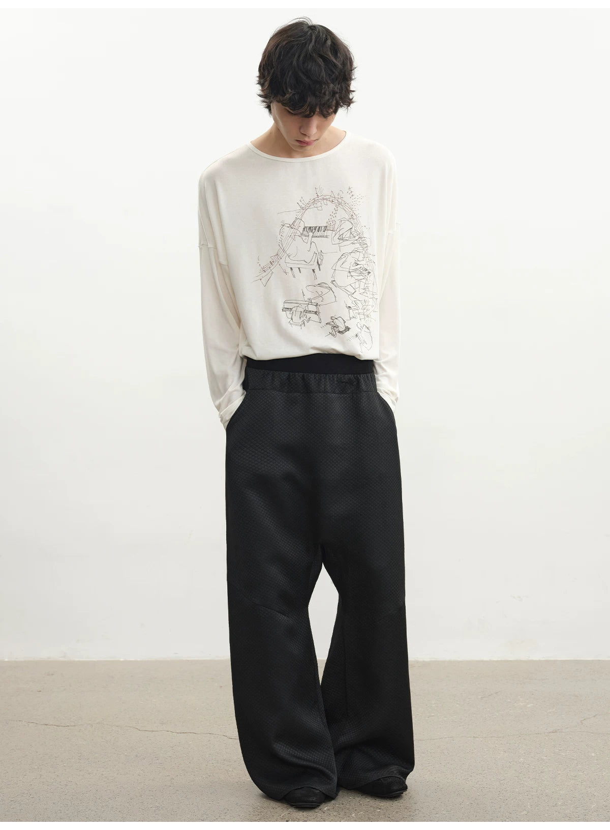 Piano Print Long Sleeve Top