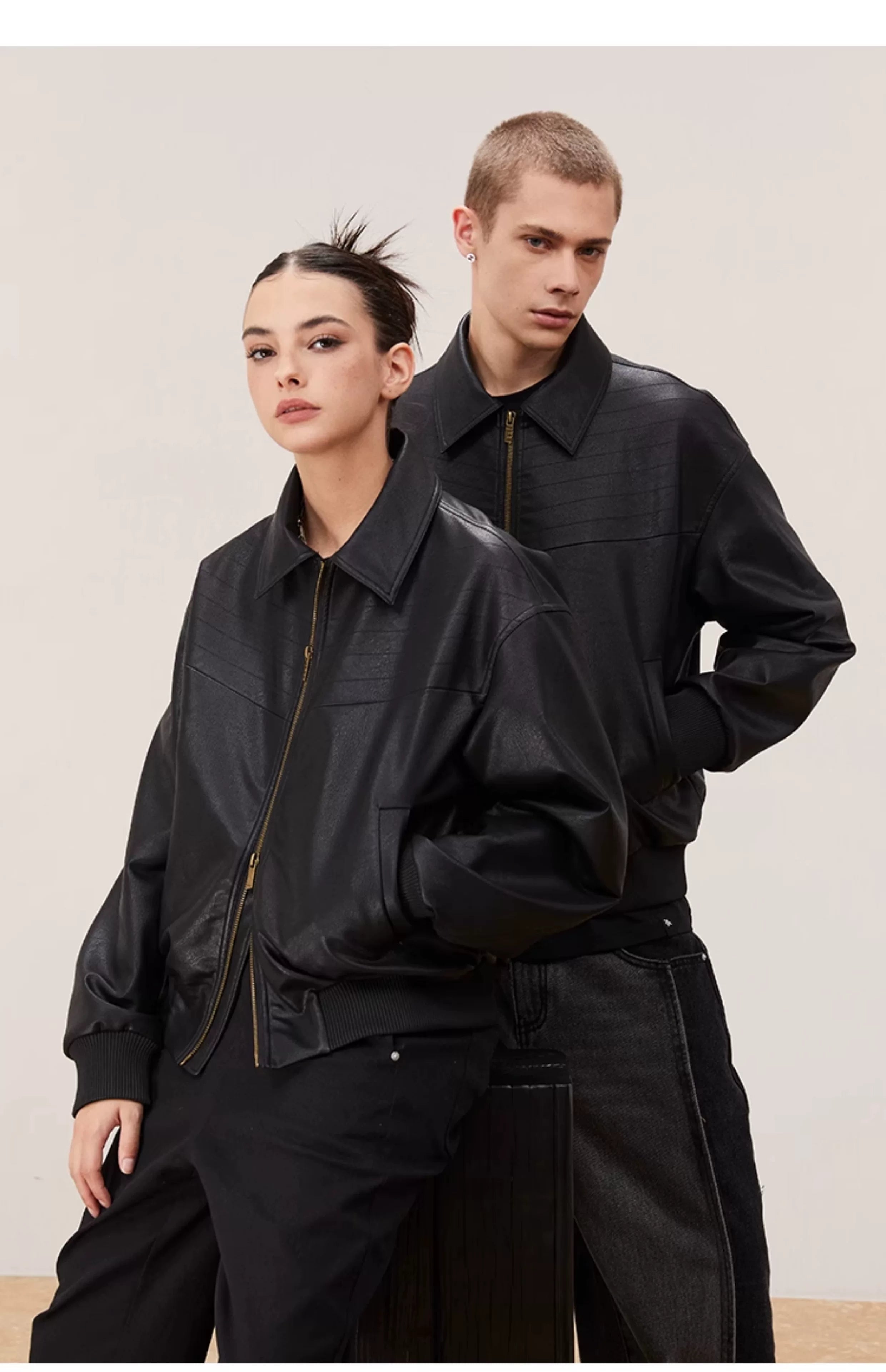 Vintage Matte Drop Shoulder PU Jacket