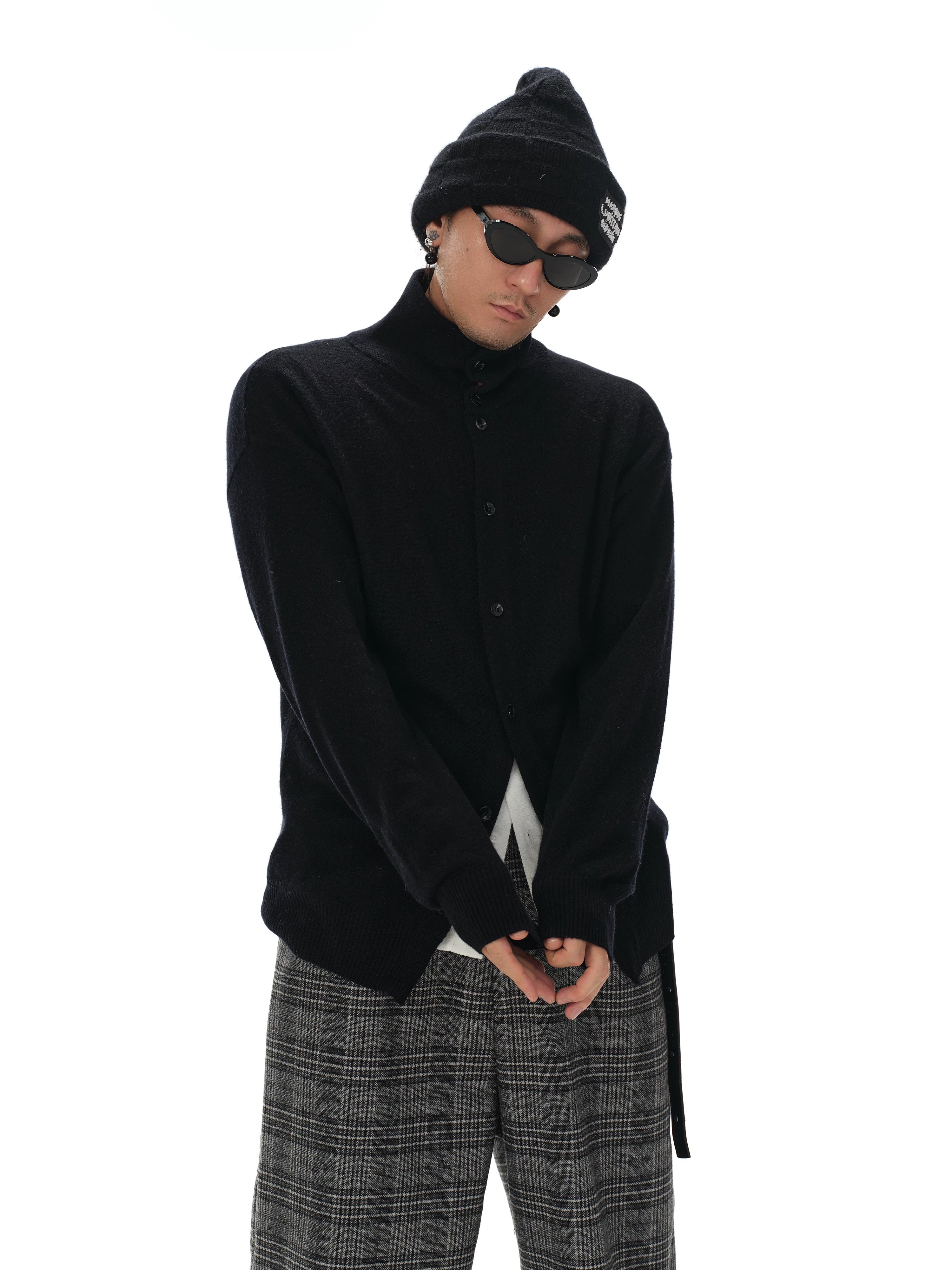 Turtleneck Merino Wool Cashmere Cardigan