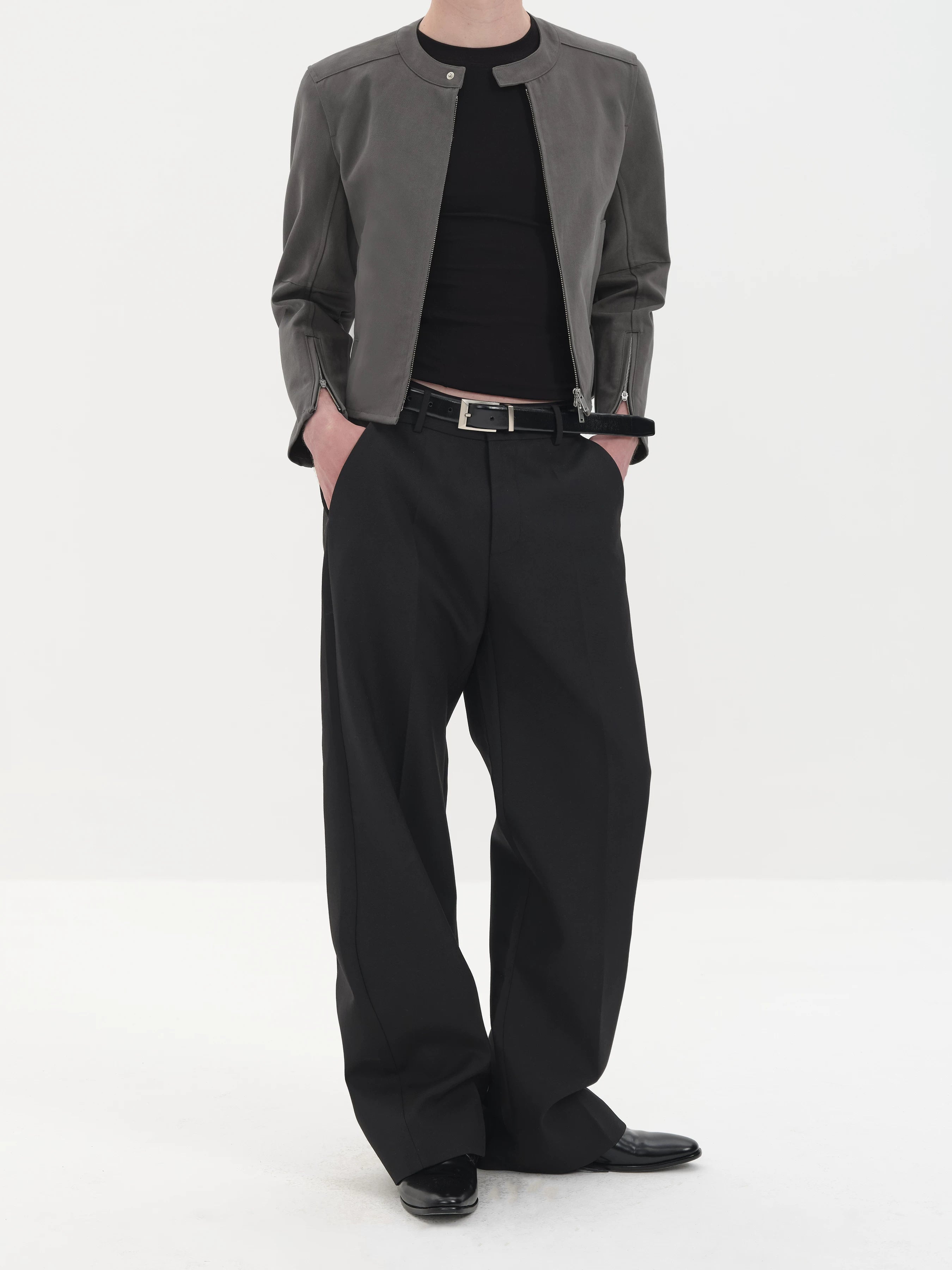 Wrinkle Free Straight Wool Dress Pants