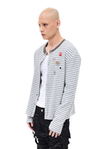 Striped Snap Button Couple Knit Cardigan