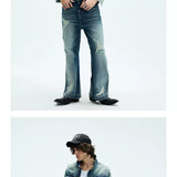Two Tone Cropped Wide Denim Jacket