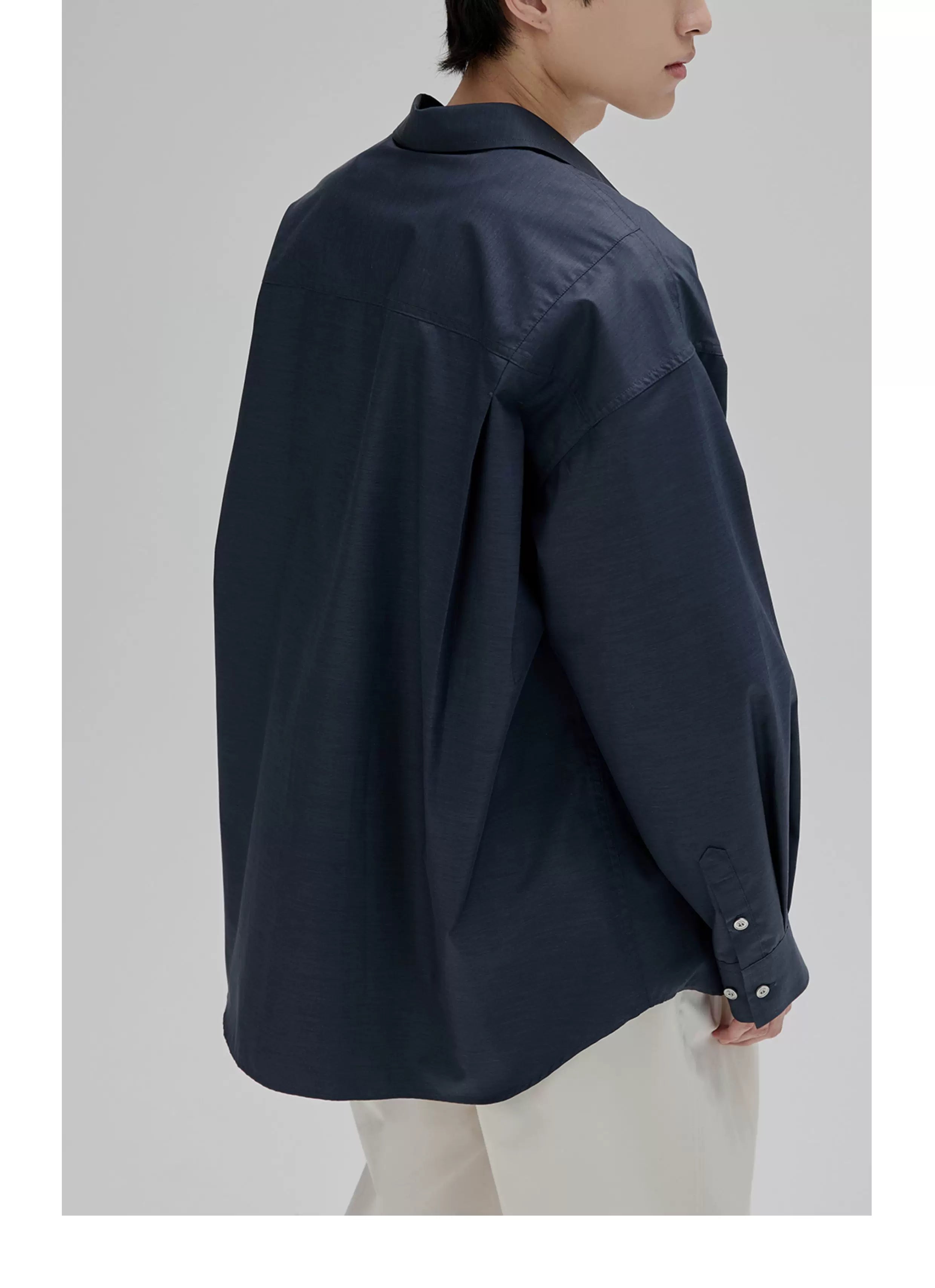 Basic Long Sleeve Cotton Blend Shirt