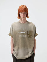 270G Printed Vintage Waffle Cotton Tee