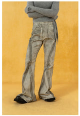 Men's Vintage Grey Distressed Flare Jeans