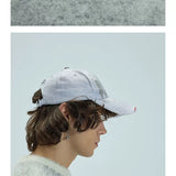 White Distressed Printed Long Brim Cap