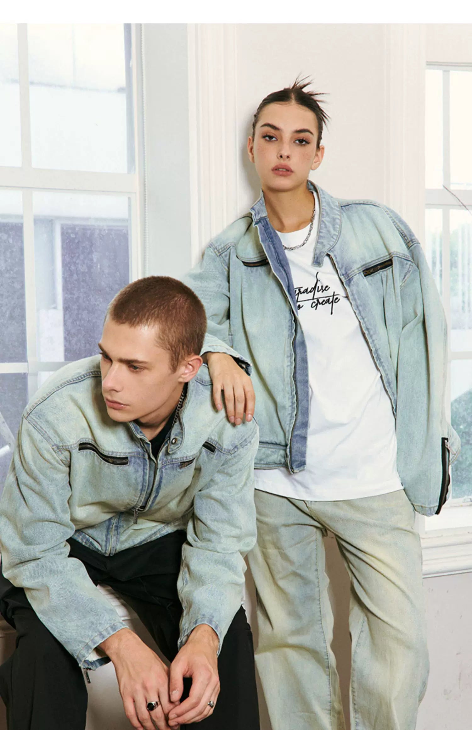 Yellow Mud Washed Denim Harrington Jacket