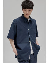 Short Sleeve Square Neck Cotton Shirt
