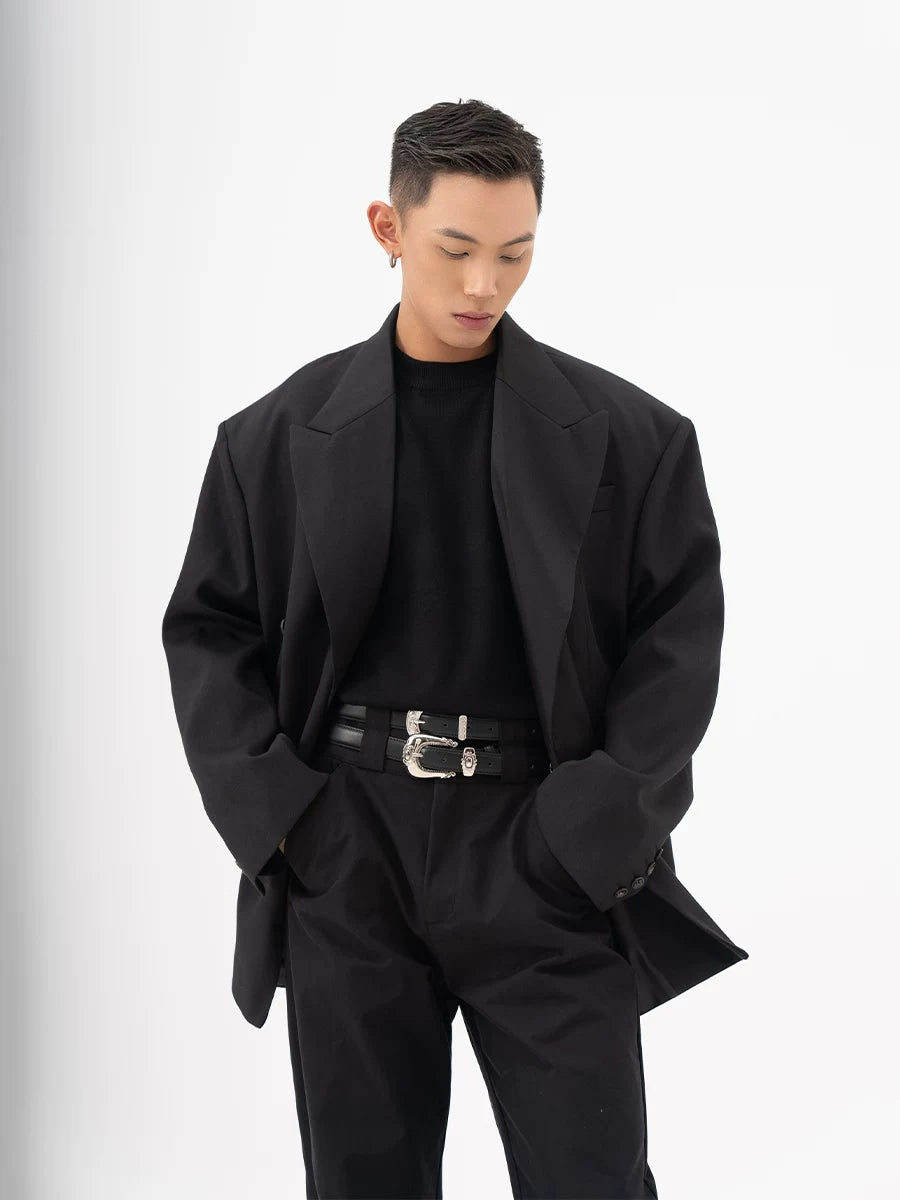 Men's Oversized Dark Apricot Padded Blazer