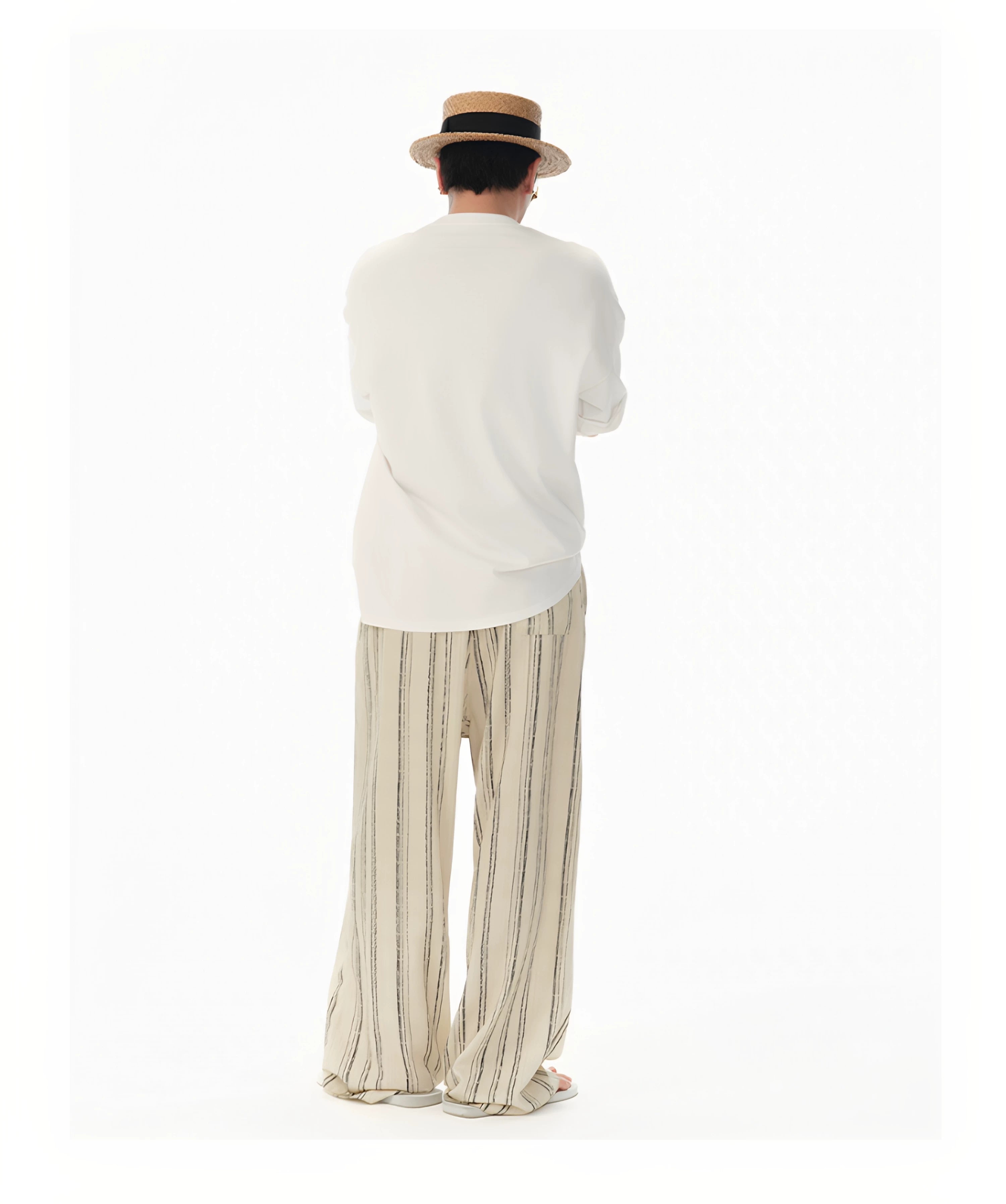 Distressed Vintage Striped Vest Pants Set