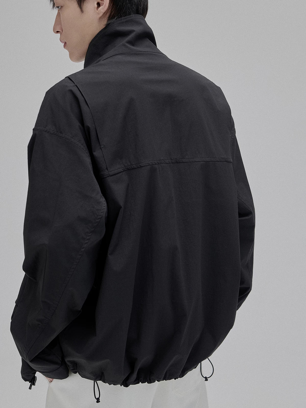 Color Block Zip Pocket Short Jacket
