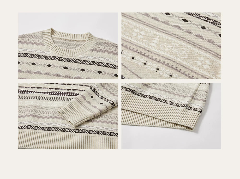 Fair Isle Milk Cotton Knit Sweater