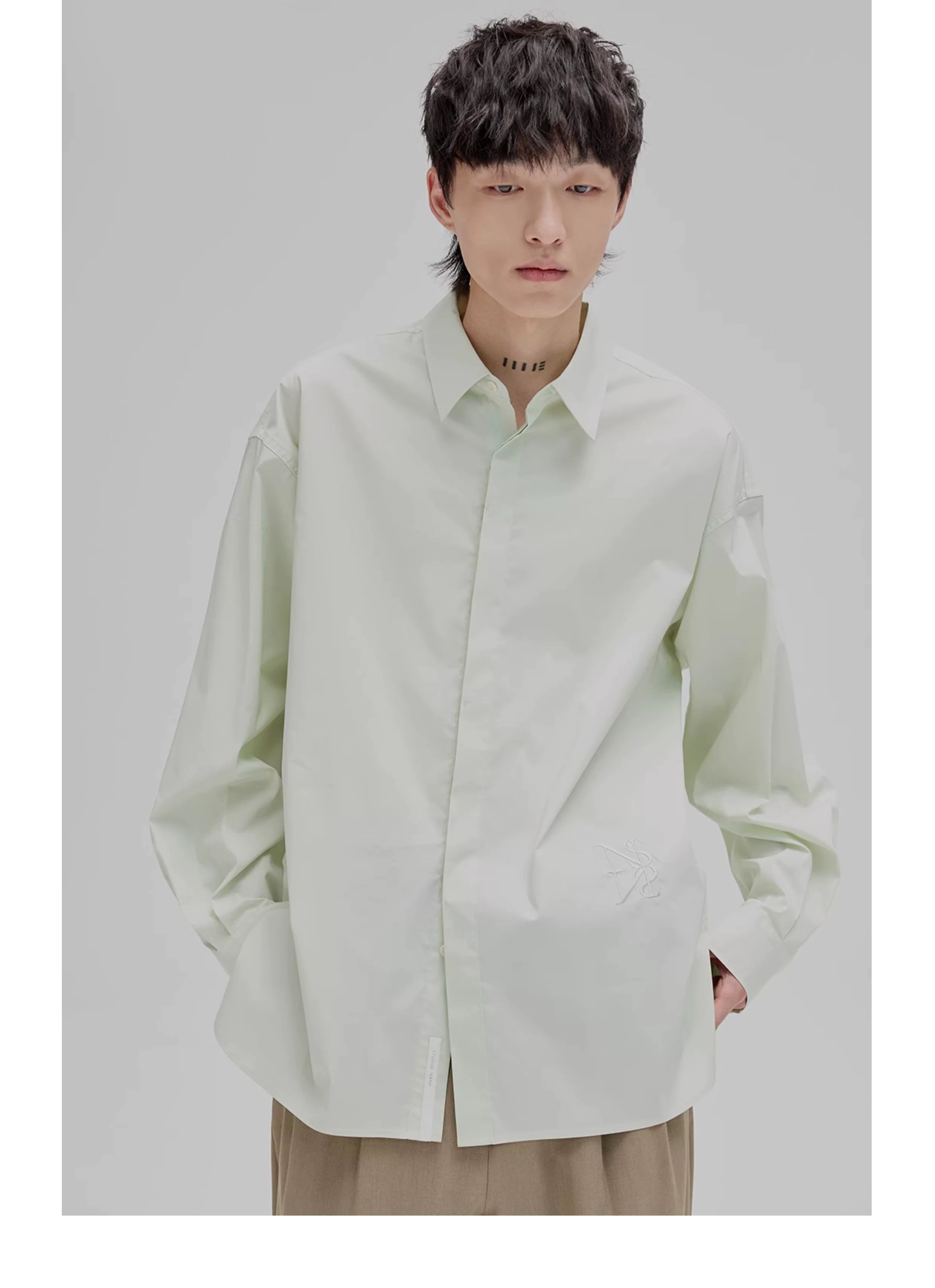 Basic Embroidered Pima Cotton Blend Shirt