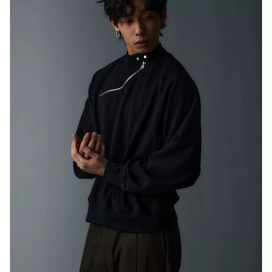 Men's Solid Waffle Mock Zip Sweatshirt