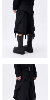 Deconstructed Waistband Layered Unisex Skirt