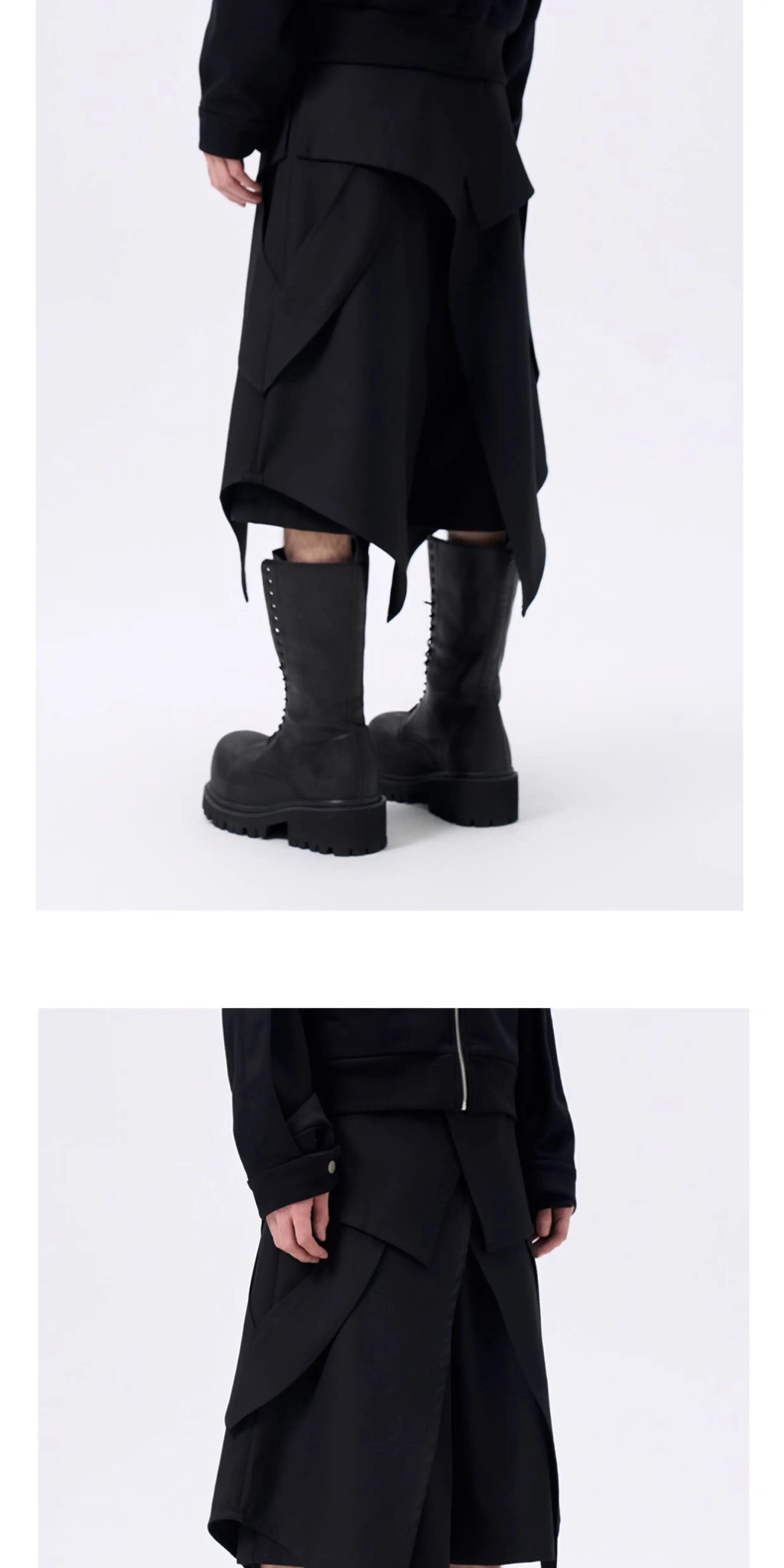 Deconstructed Waistband Layered Unisex Skirt