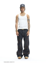 High-Density Embroidery Flared Raw Denim Jeans
