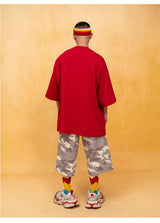 Men's Oversized Red Black White Tees