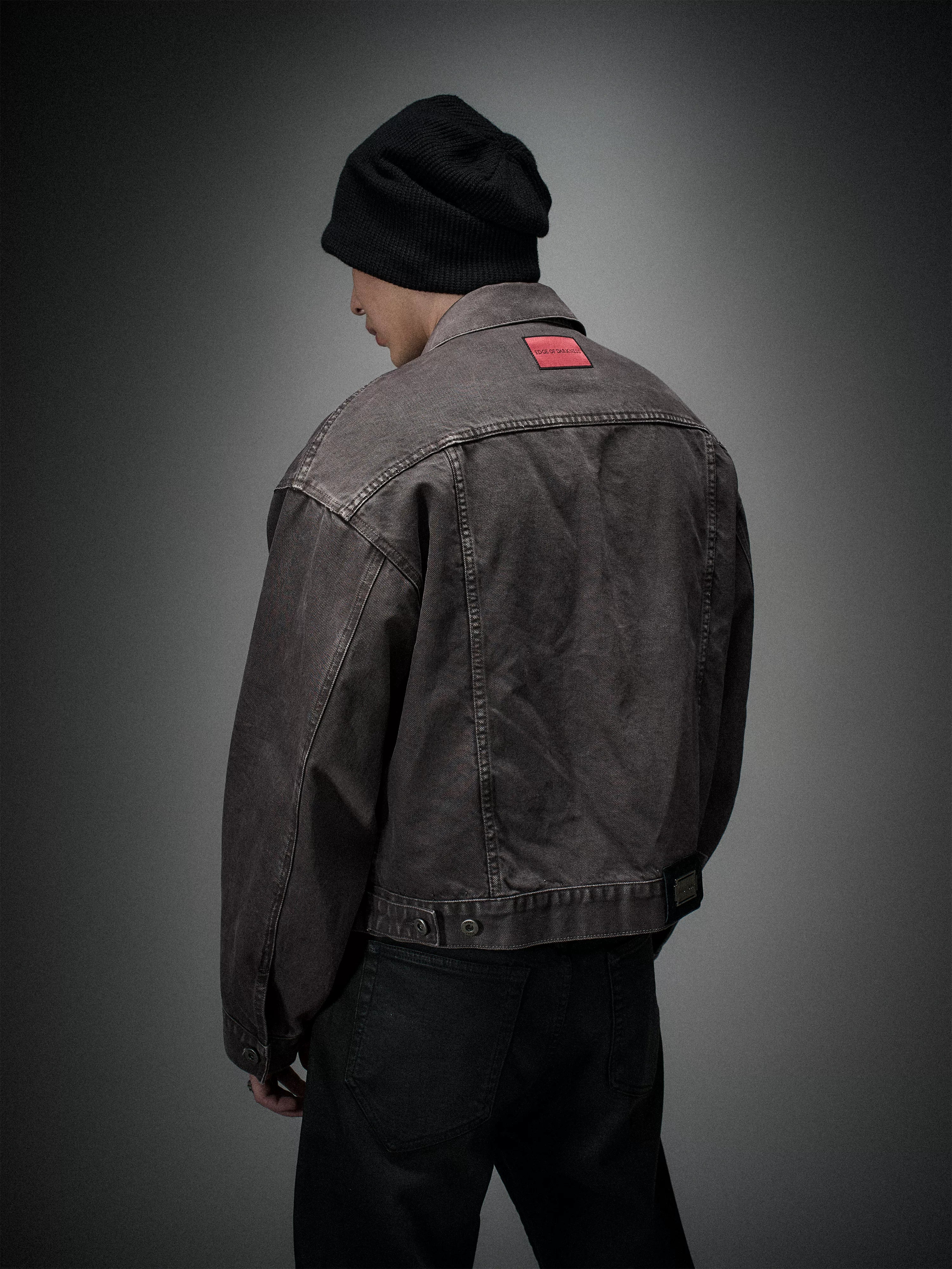 Washed Grey Boxy Denim Jacket