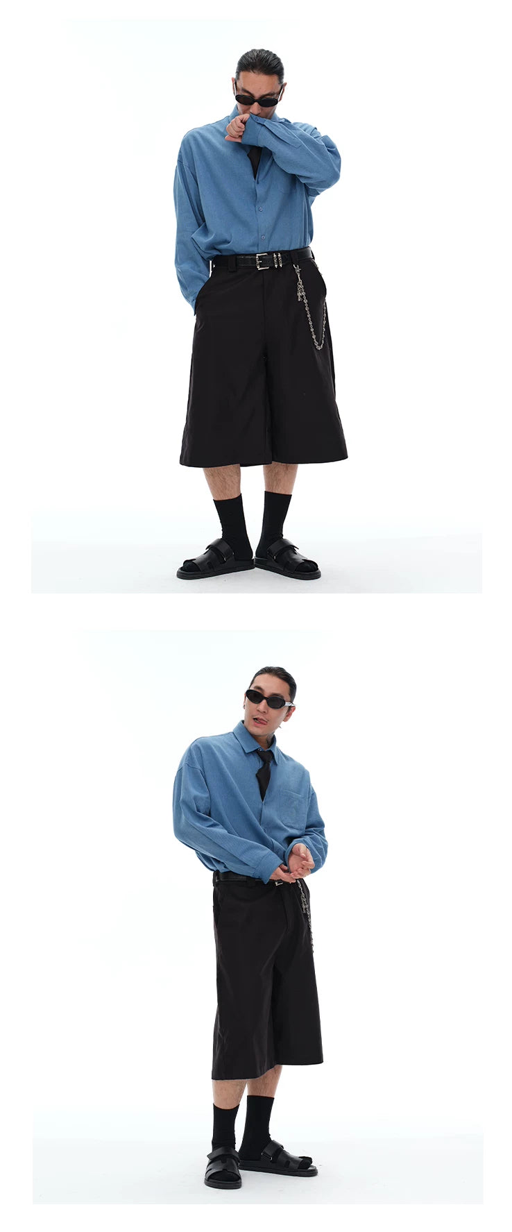 Men's Misty Blue Long Sleeve Shirts