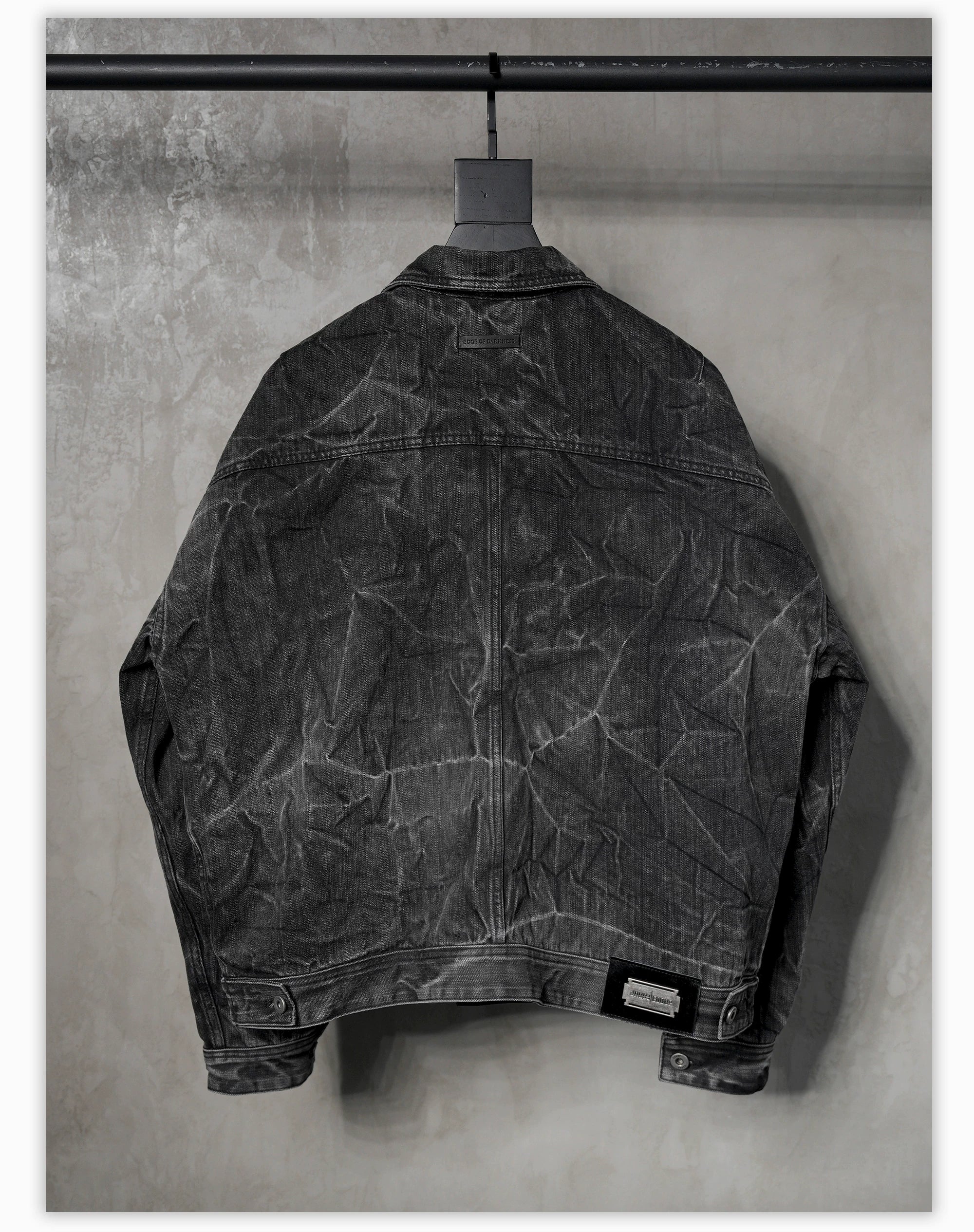 Washed Distressed Gray Raglan Denim Jacket