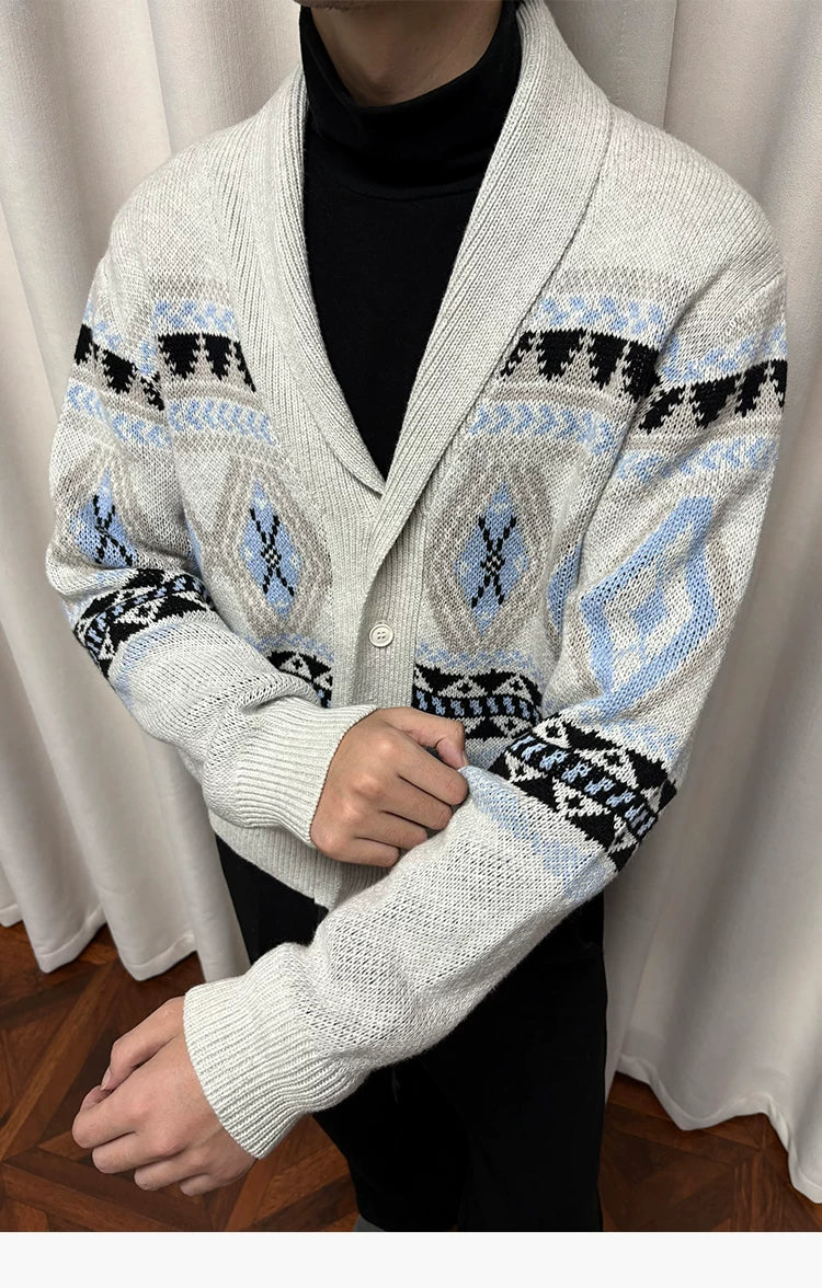 Autumn Fair Isle Shawl Collar Cardigan