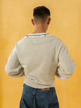 Heather Gray Striped Off-Shoulder Zip-Up Sweatshirt
