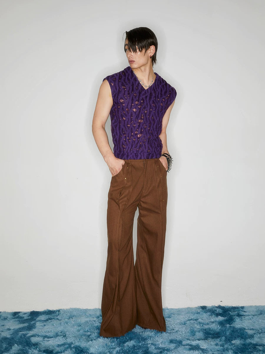 Vintage Riveted Flared Wool Cargo Pants
