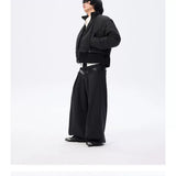 Oversized Curved Sleeves Ribbed Down Jacket