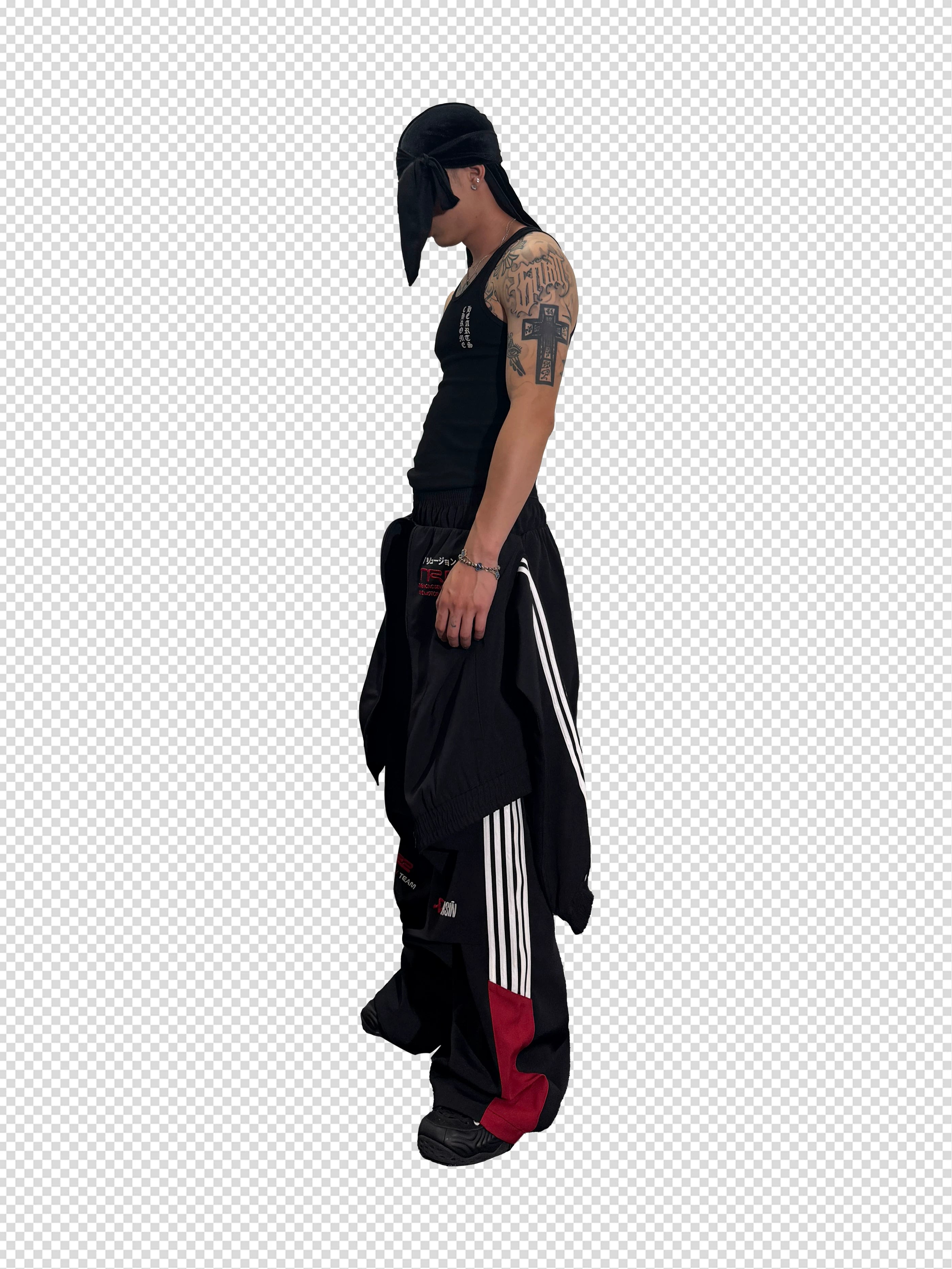 Double Waistband Two-In-One Black-Red Racing Pants
