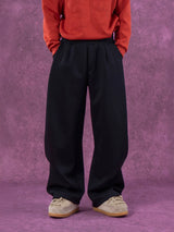 Gray Black Elastic Waist Sweatpants