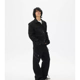 Two-Tone Cropped Lace Pocket Magnetic Jacket