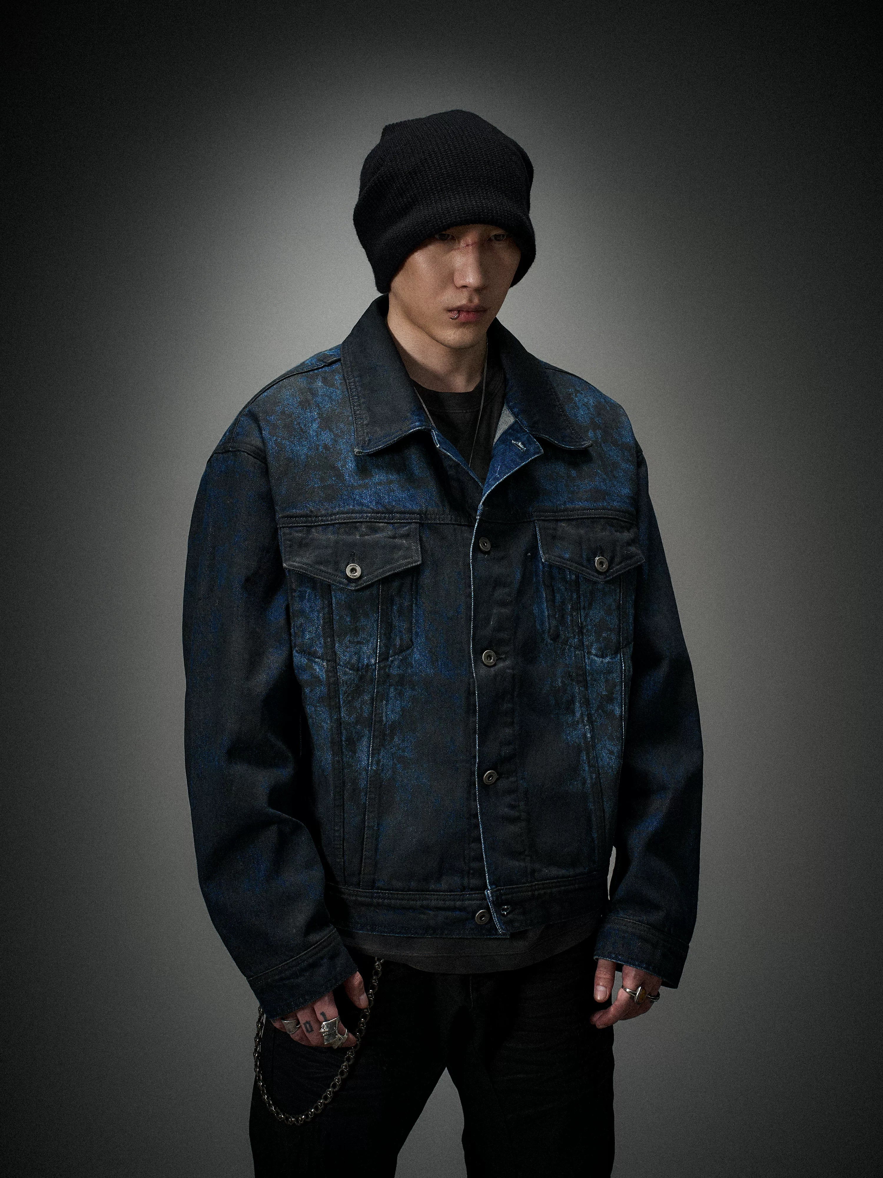 Distressed Ice Blue Ombre Denim Jacket