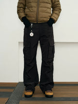 Reflective Liquid Nylon Cargo Parachute Pants