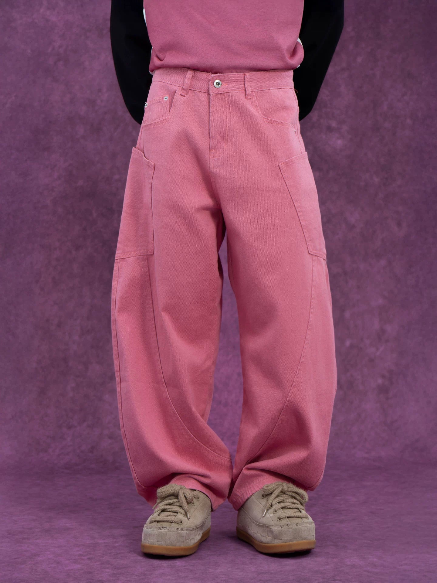 Men's Loose Pink Cargo Jeans