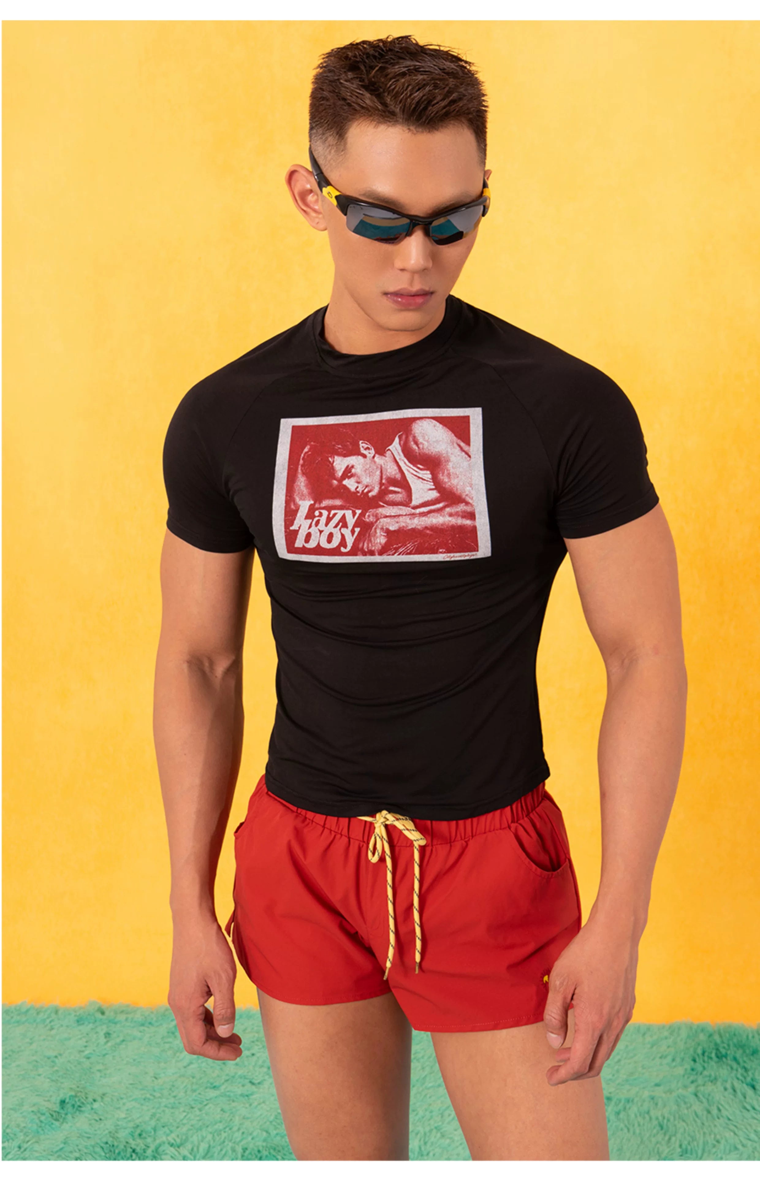 Black Vintage Portrait Print Slim Tees