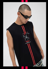 Men's Black Printed Tank Top