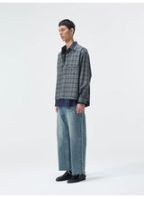 Short Color Block Plaid Cargo Shirt
